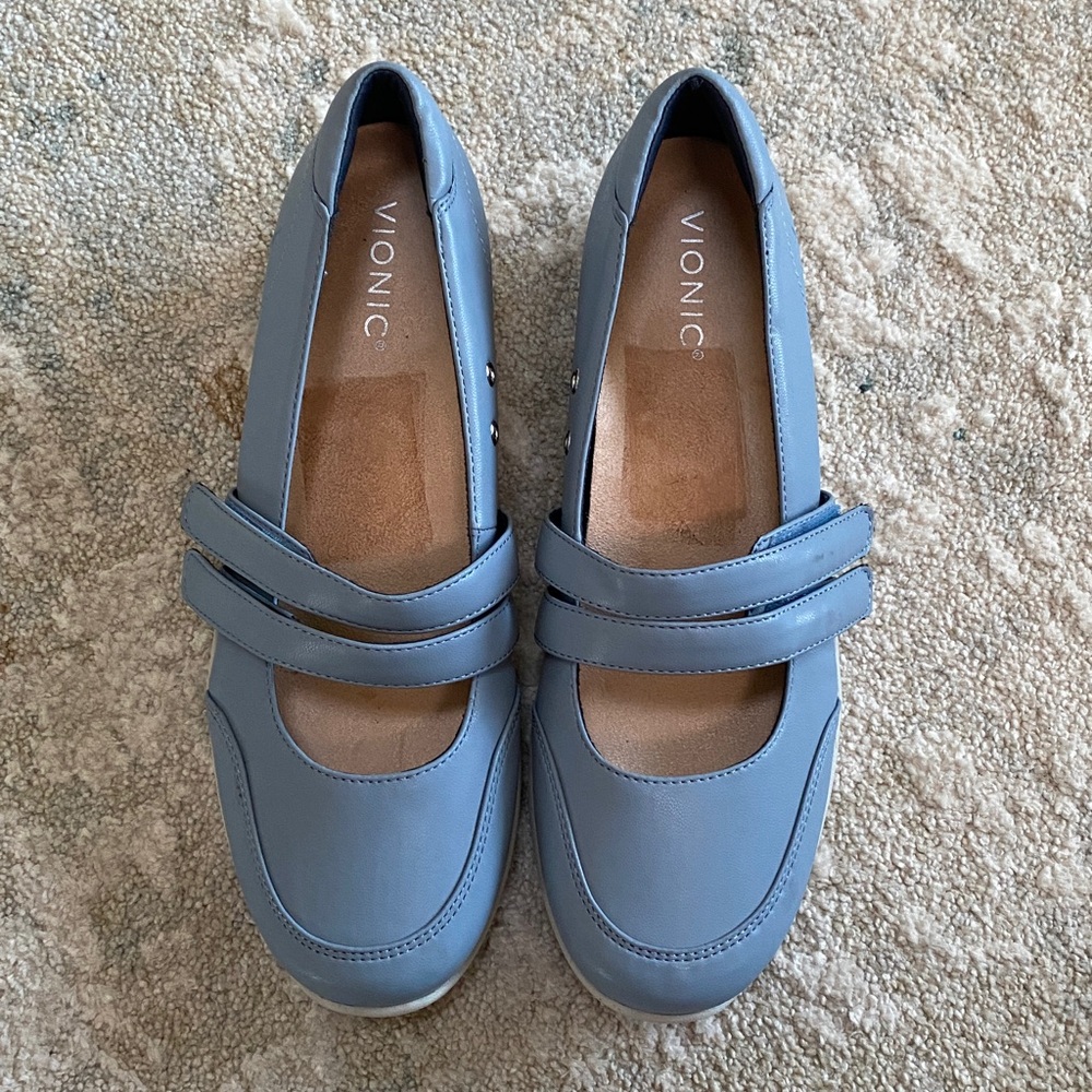 Vionic Women’s Cala Leather Mary Jane Flats Shoes Blue Size 9